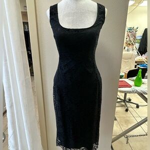 Dolce and Gabbana Black Lace Scoop Neck Dress